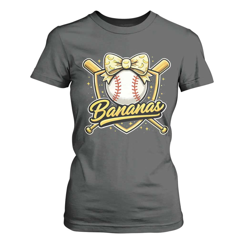 Bananas Coquette Bow T Shirt For Women Baseball Bats Banana Lovers Women Girls Kids TS10 Dark Heather Print Your Wear
