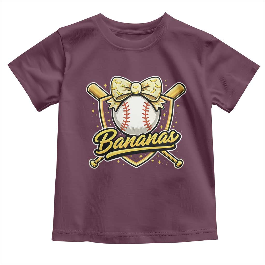 Bananas Coquette Bow Toddler T Shirt Baseball Bats Banana Lovers Women Girls Kids TS10 Maroon Print Your Wear