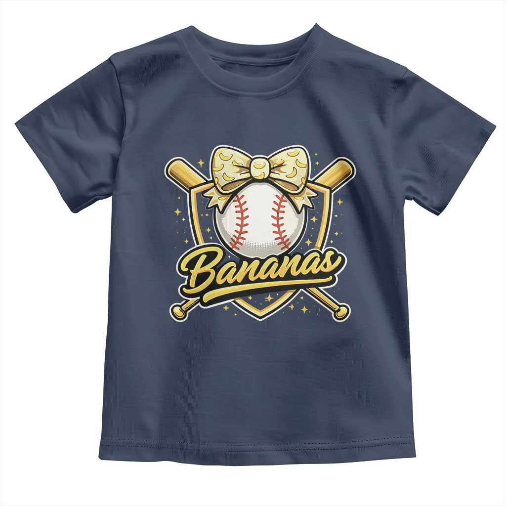 Bananas Coquette Bow Toddler T Shirt Baseball Bats Banana Lovers Women Girls Kids TS10 Navy Print Your Wear