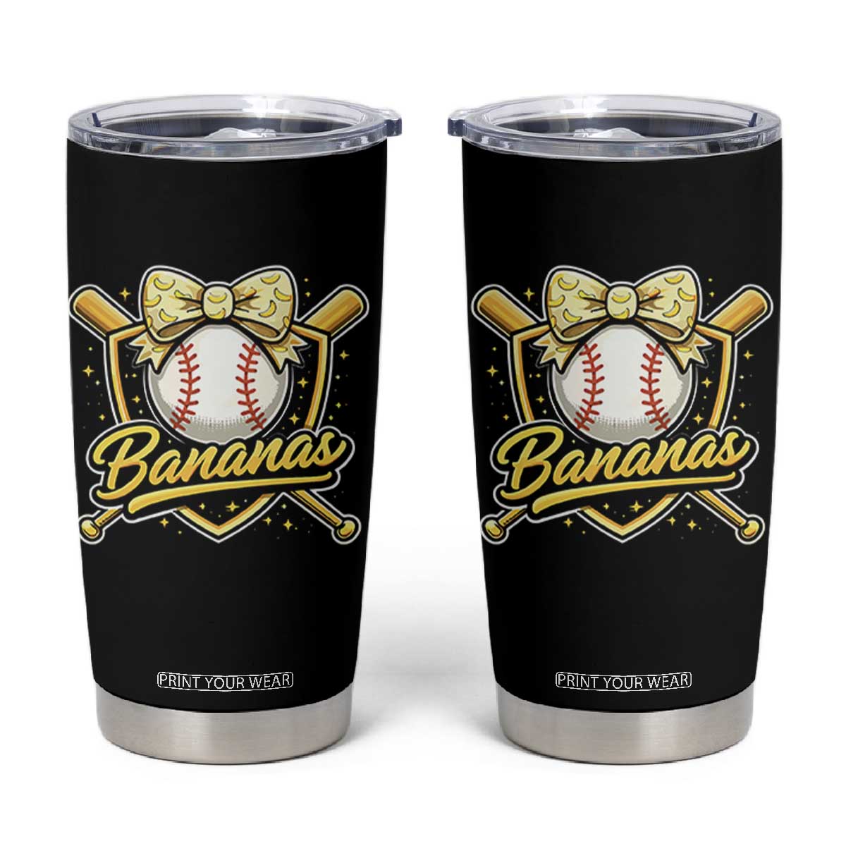 Bananas Coquette Bow Tumbler Cup Baseball Bats Banana Lovers Women Girls Kids TS10 Black Print Your Wear