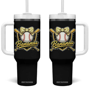 Bananas Coquette Bow Tumbler With Handle Baseball Bats Banana Lovers Women Girls Kids TS10 One Size: 40 oz Black Print Your Wear