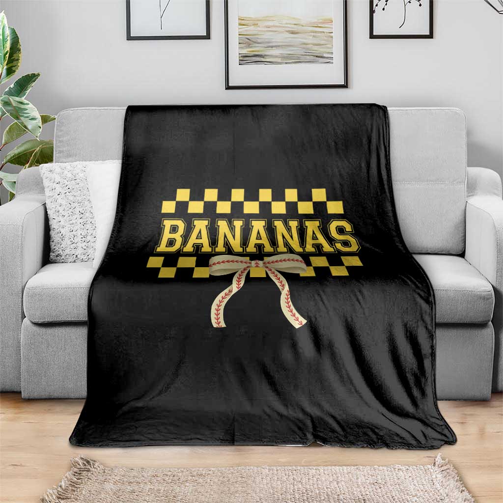 Bananas Coquette Bow Checkered Throw Blanket Women Girls Kids TS10 Print Your Wear
