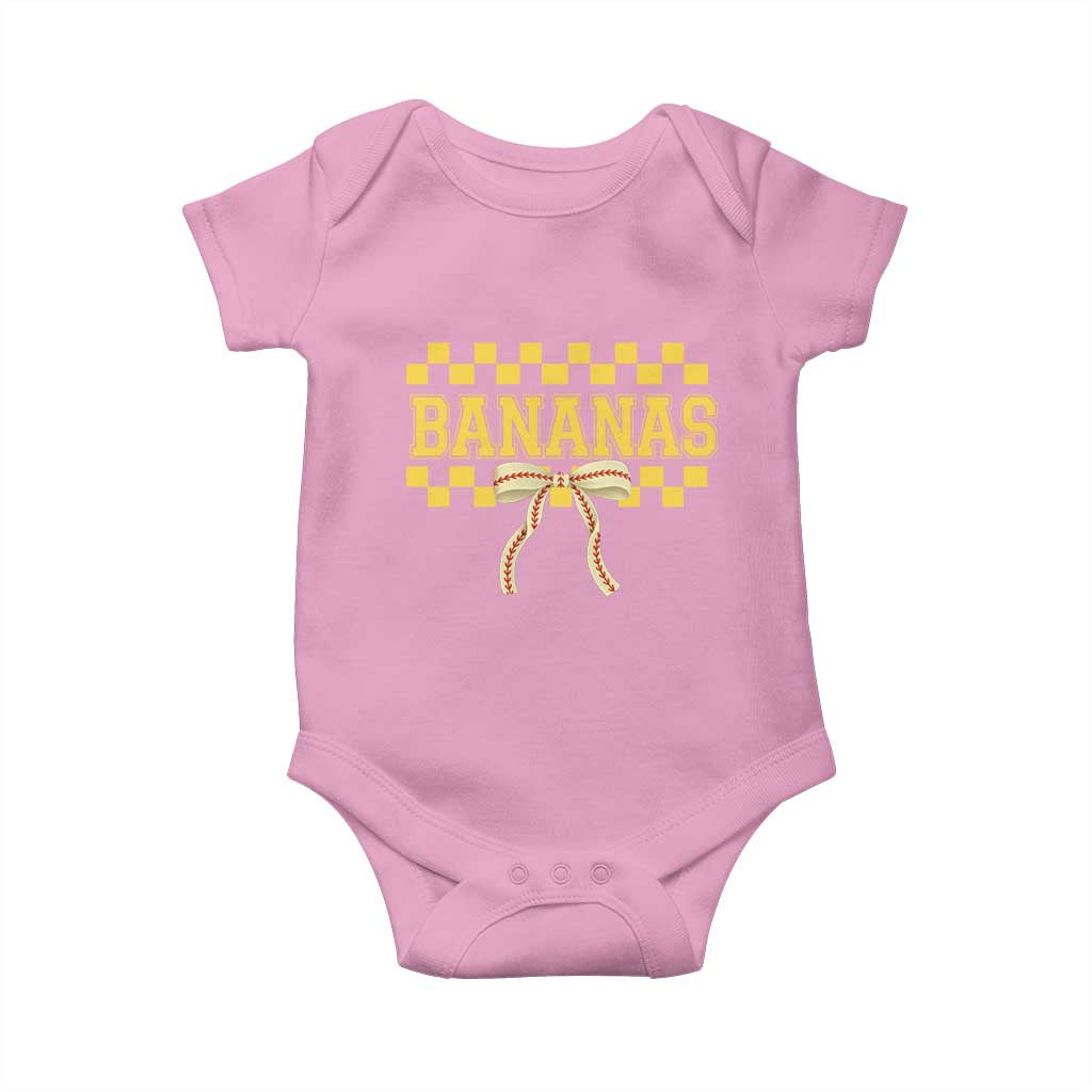 Bananas Coquette Bow Checkered Baby Onesie Women Girls Kids TS10 Light Pink Print Your Wear
