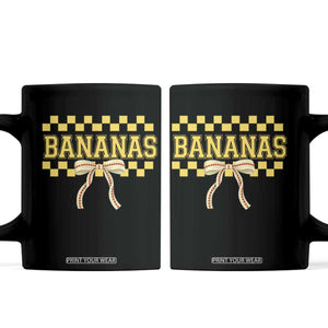 Bananas Coquette Bow Checkered Coffee Mug Women Girls Kids TS10 Black Print Your Wear