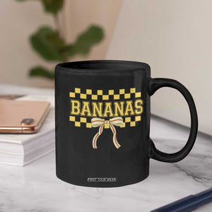 Bananas Coquette Bow Checkered Coffee Mug Women Girls Kids TS10 Print Your Wear