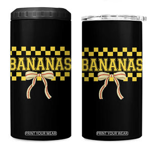 Bananas Coquette Bow Checkered 4 in 1 Can Cooler Tumbler Women Girls Kids TS10 One Size: 16 oz Black Print Your Wear