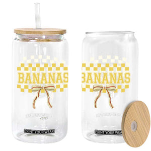 Bananas Coquette Bow Checkered Glass Can Women Girls Kids TS10 Print Your Wear