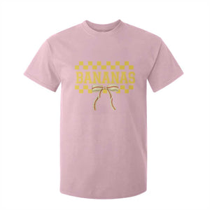 Bananas Coquette Bow Checkered T Shirt For Kid Women Girls Kids TS10 Light Pink Print Your Wear