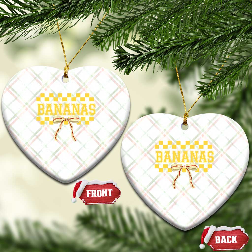Bananas Coquette Bow Checkered Ceramic Ornament Women Girls Kids TS10 Print Your Wear