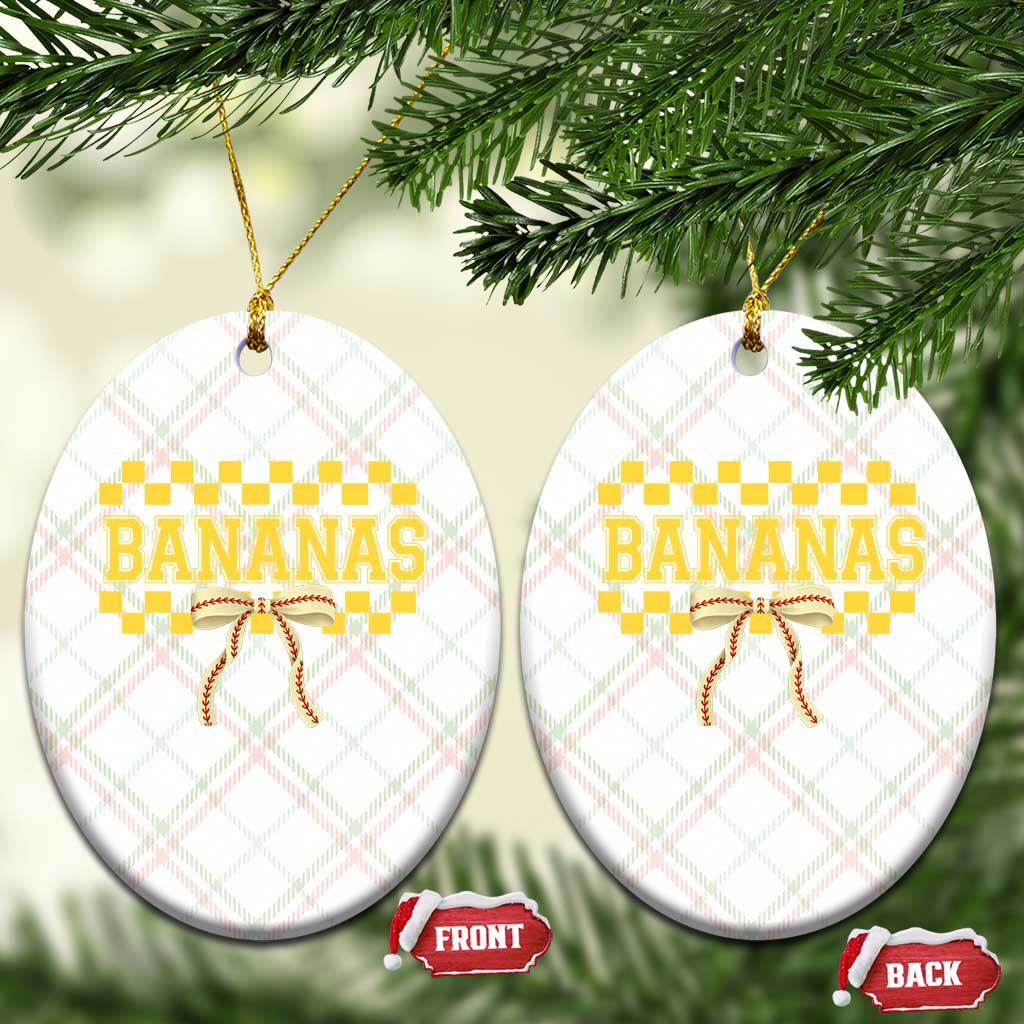 Bananas Coquette Bow Checkered Ceramic Ornament Women Girls Kids TS10 Print Your Wear