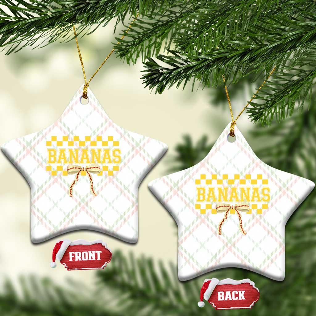 Bananas Coquette Bow Checkered Ceramic Ornament Women Girls Kids TS10 Print Your Wear