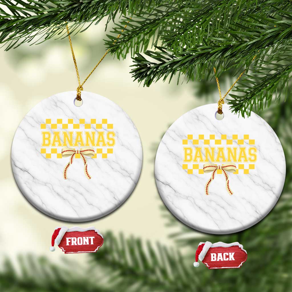 Bananas Coquette Bow Checkered Ceramic Ornament Women Girls Kids TS10 1pc White Marble Print Your Wear