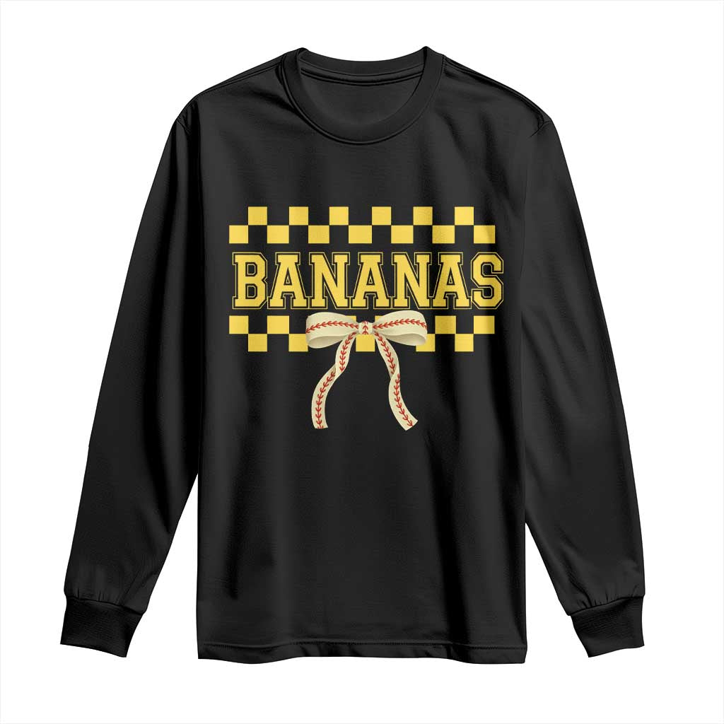 Bananas Coquette Bow Checkered Long Sleeve Shirt Women Girls Kids TS10 Black Print Your Wear