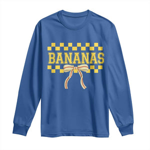 Bananas Coquette Bow Checkered Long Sleeve Shirt Women Girls Kids TS10 Royal Blue Print Your Wear