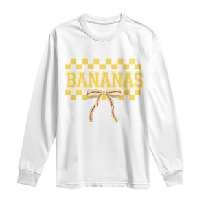 Bananas Coquette Bow Checkered Long Sleeve Shirt Women Girls Kids TS10 White Print Your Wear
