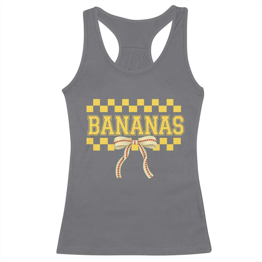 Bananas Coquette Bow Checkered Racerback Tank Top Women Girls Kids TS10 Charcoal Print Your Wear