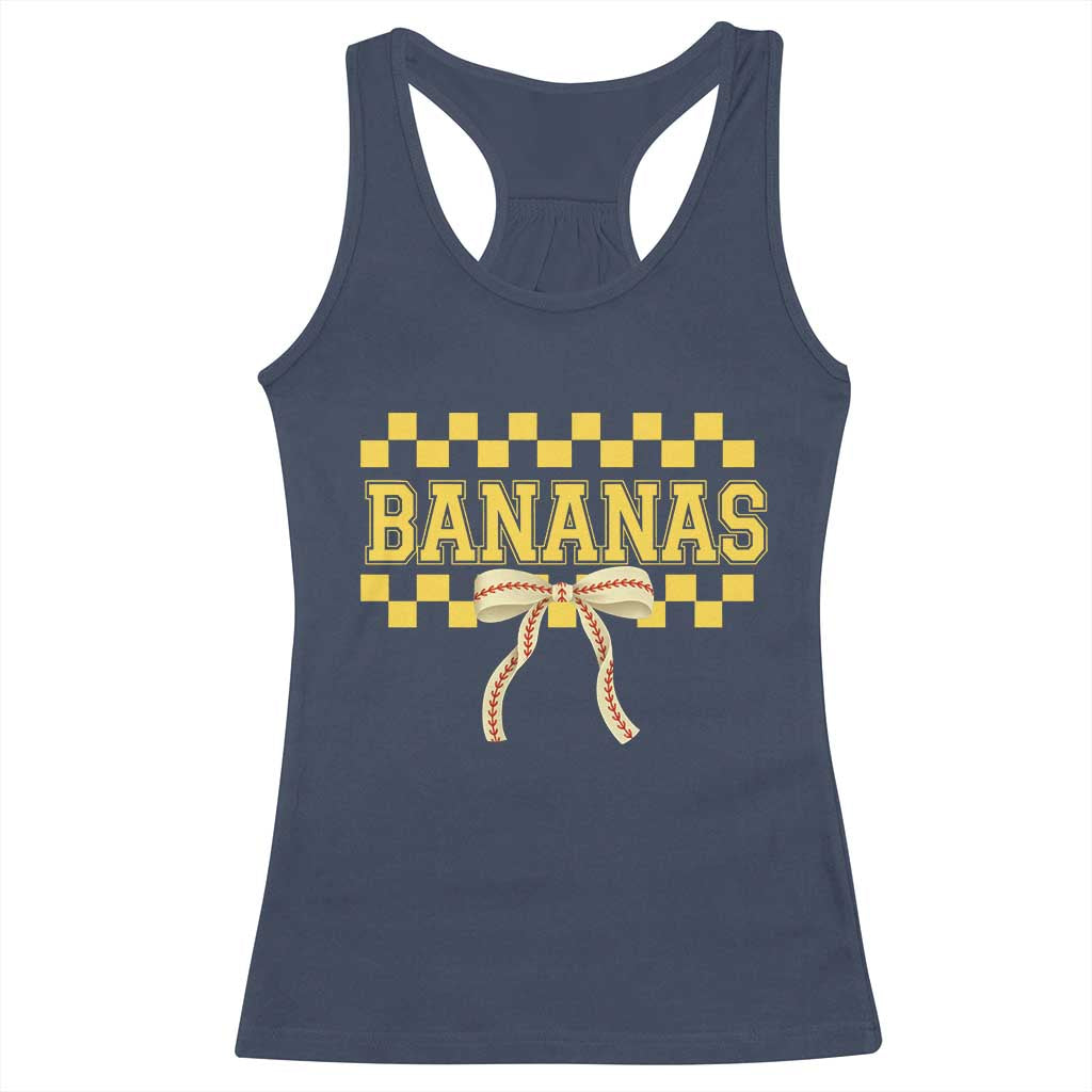 Bananas Coquette Bow Checkered Racerback Tank Top Women Girls Kids TS10 Navy Print Your Wear