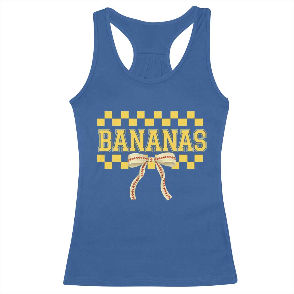 Bananas Coquette Bow Checkered Racerback Tank Top Women Girls Kids TS10 Royal Blue Print Your Wear