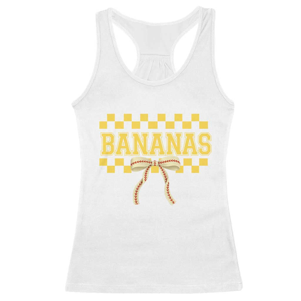 Bananas Coquette Bow Checkered Racerback Tank Top Women Girls Kids TS10 White Print Your Wear
