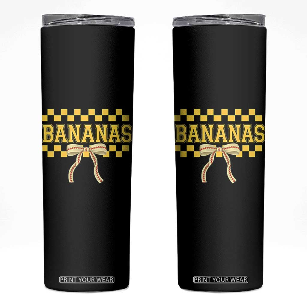 Bananas Coquette Bow Checkered Skinny Tumbler Women Girls Kids TS10 Black Print Your Wear