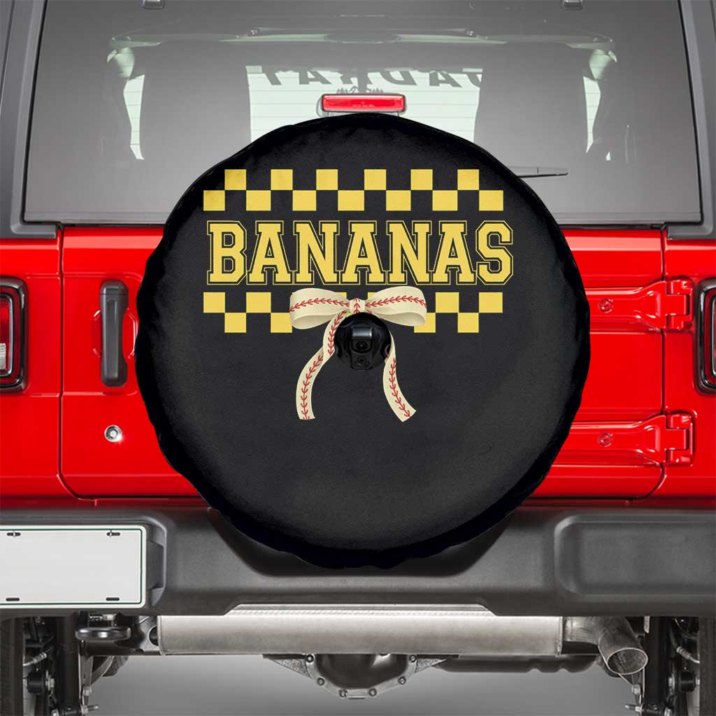 Bananas Coquette Bow Checkered Spare Tire Cover Women Girls Kids TS10 Black Print Your Wear
