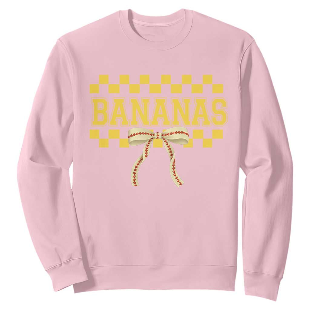 Bananas Coquette Bow Checkered Sweatshirt Women Girls Kids TS10 Light Pink Print Your Wear