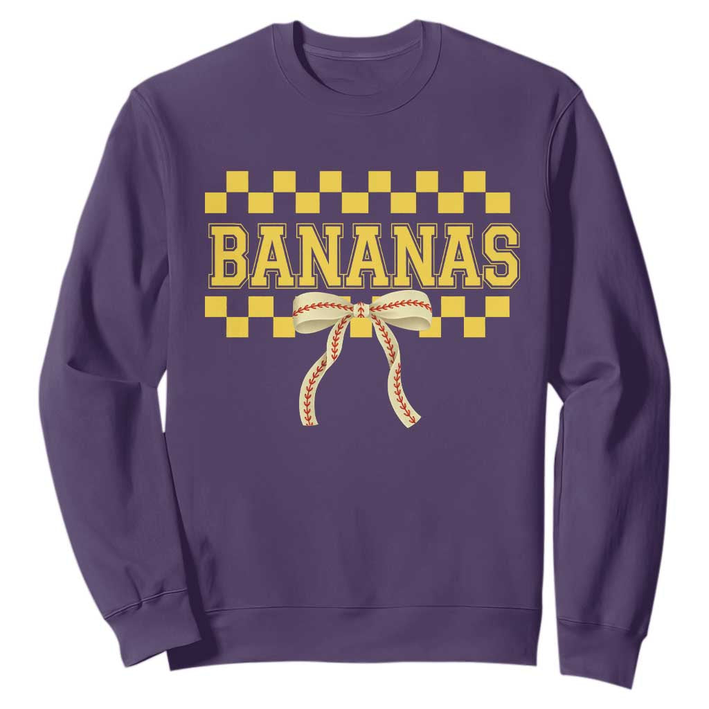 Bananas Coquette Bow Checkered Sweatshirt Women Girls Kids TS10 Purple Print Your Wear