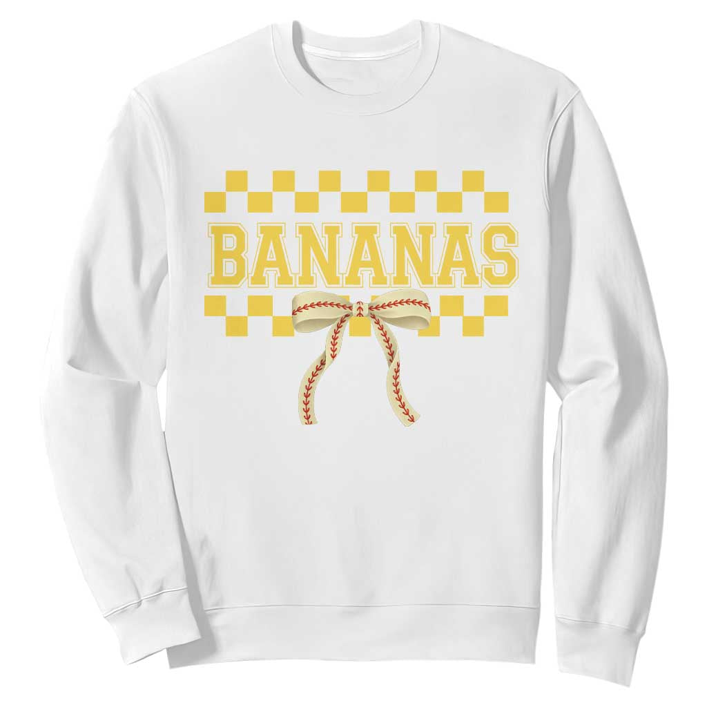 Bananas Coquette Bow Checkered Sweatshirt Women Girls Kids TS10 White Print Your Wear