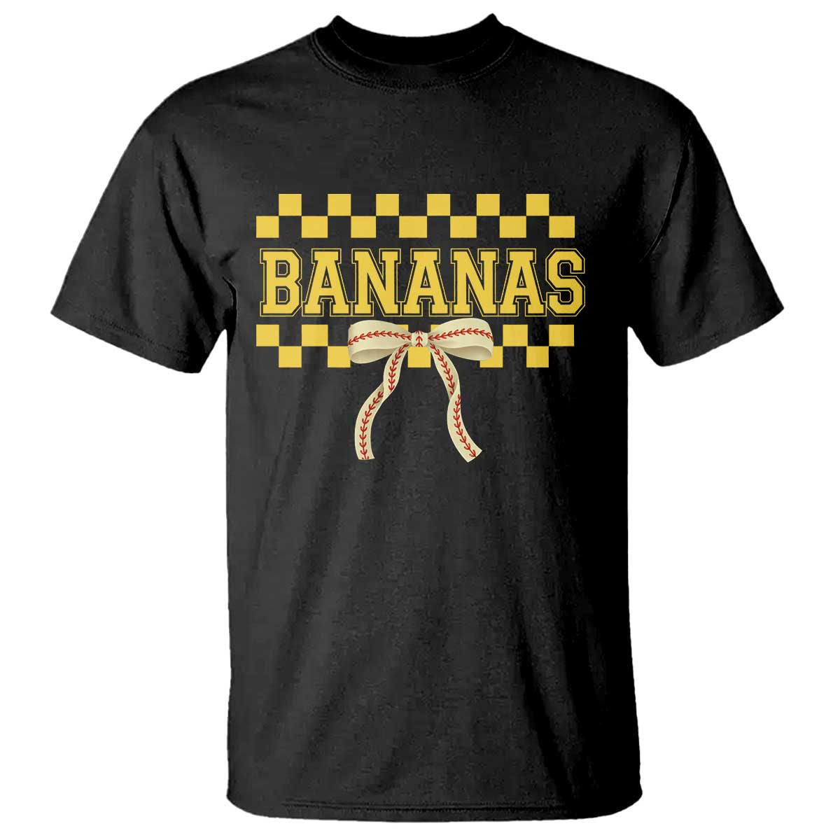 Bananas Coquette Bow Checkered T Shirt Women Girls Kids TS10 Black Print Your Wear