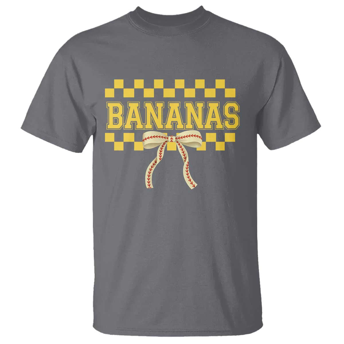 Bananas Coquette Bow Checkered T Shirt Women Girls Kids TS10 Charcoal Print Your Wear