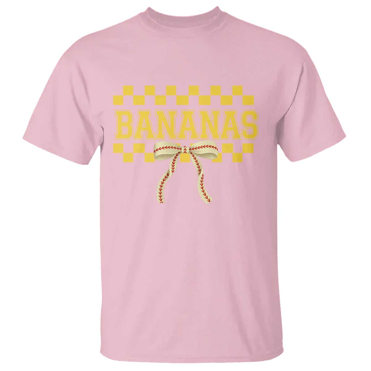 Bananas Coquette Bow Checkered T Shirt Women Girls Kids TS10 Light Pink Print Your Wear