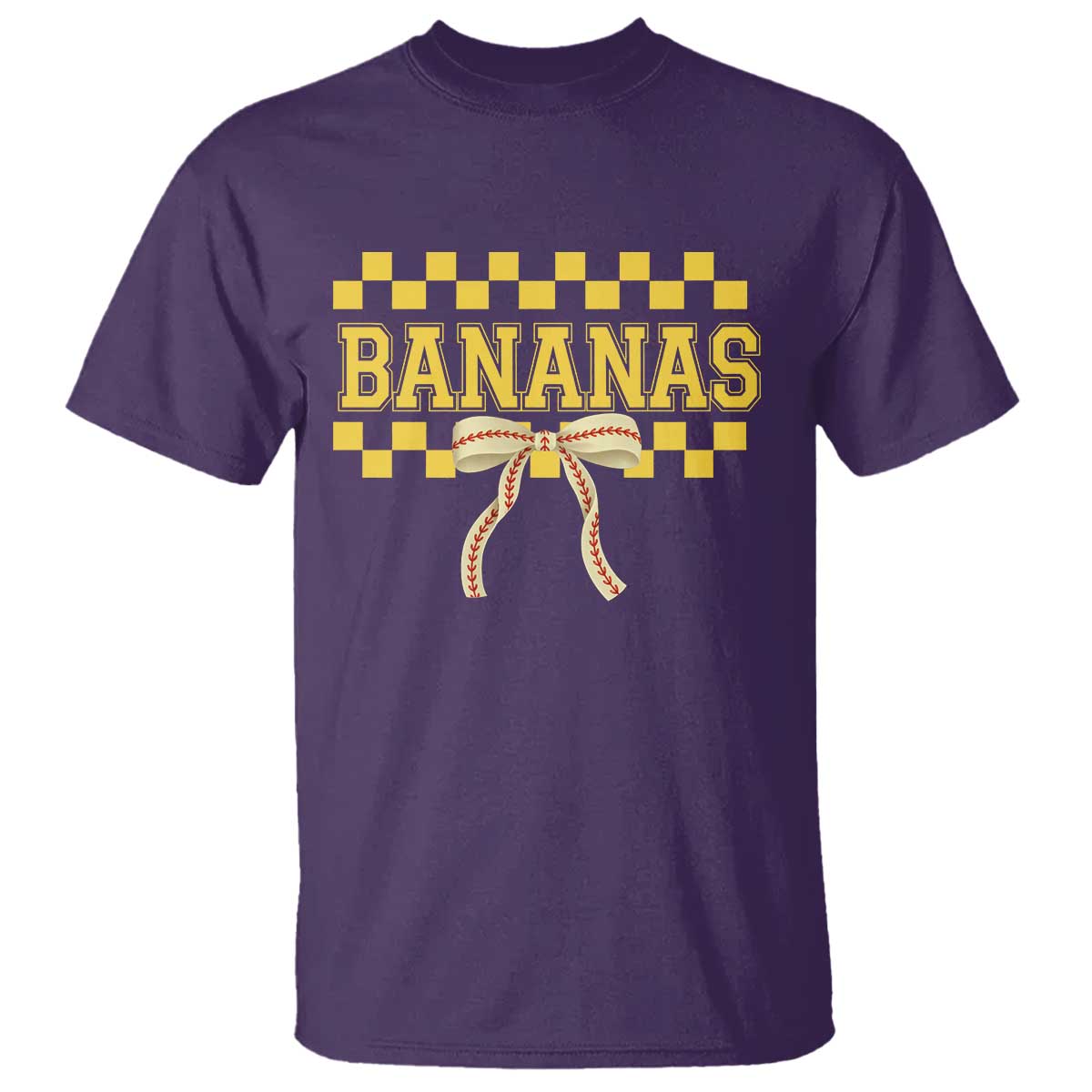 Bananas Coquette Bow Checkered T Shirt Women Girls Kids TS10 Purple Print Your Wear
