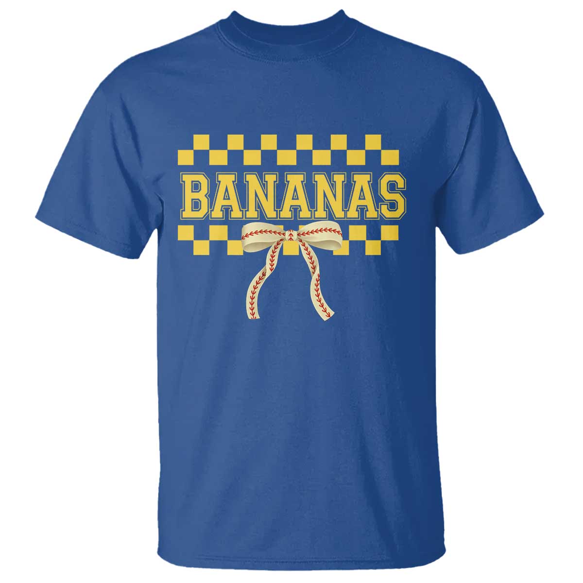 Bananas Coquette Bow Checkered T Shirt Women Girls Kids TS10 Royal Blue Print Your Wear