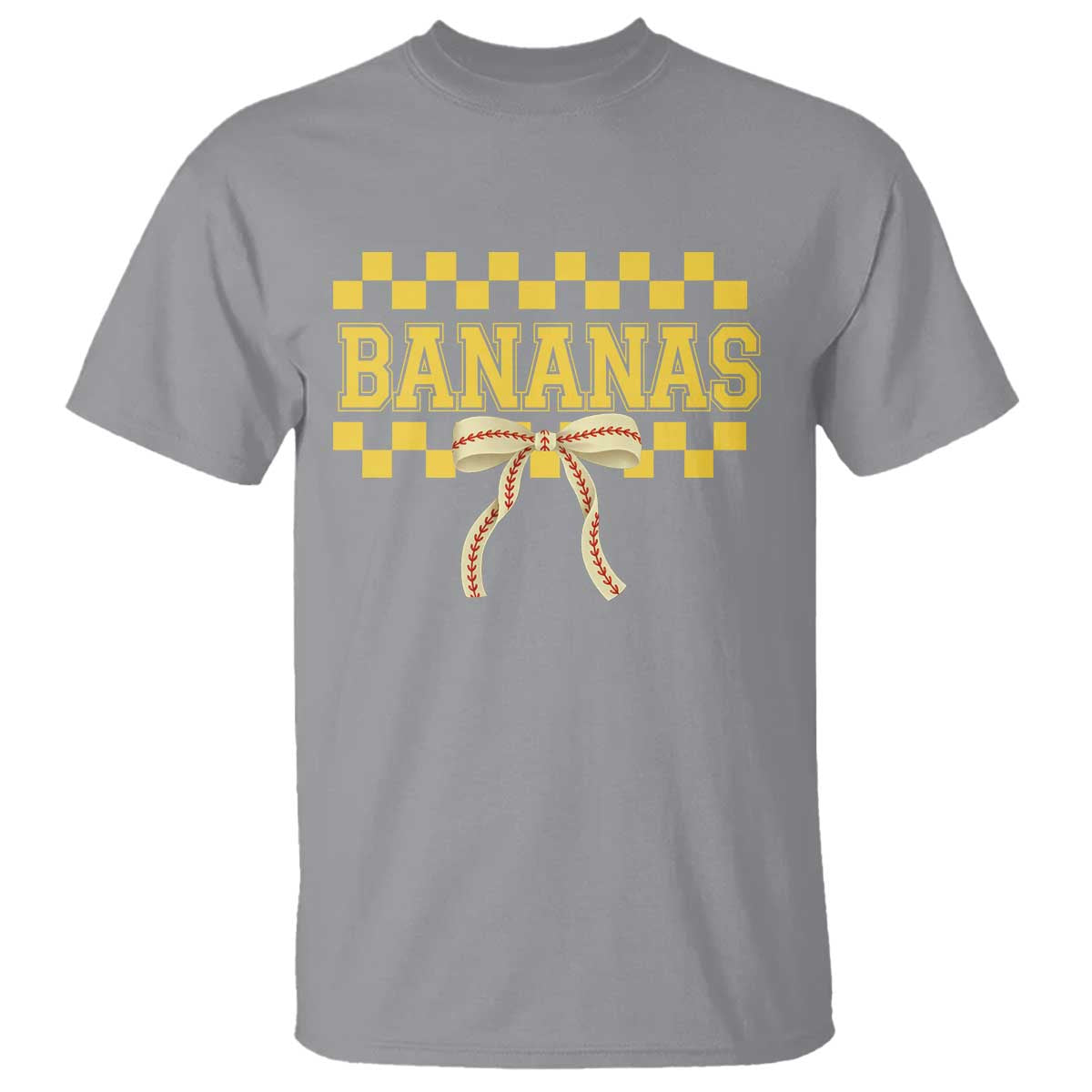 Bananas Coquette Bow Checkered T Shirt Women Girls Kids TS10 Sport Gray Print Your Wear