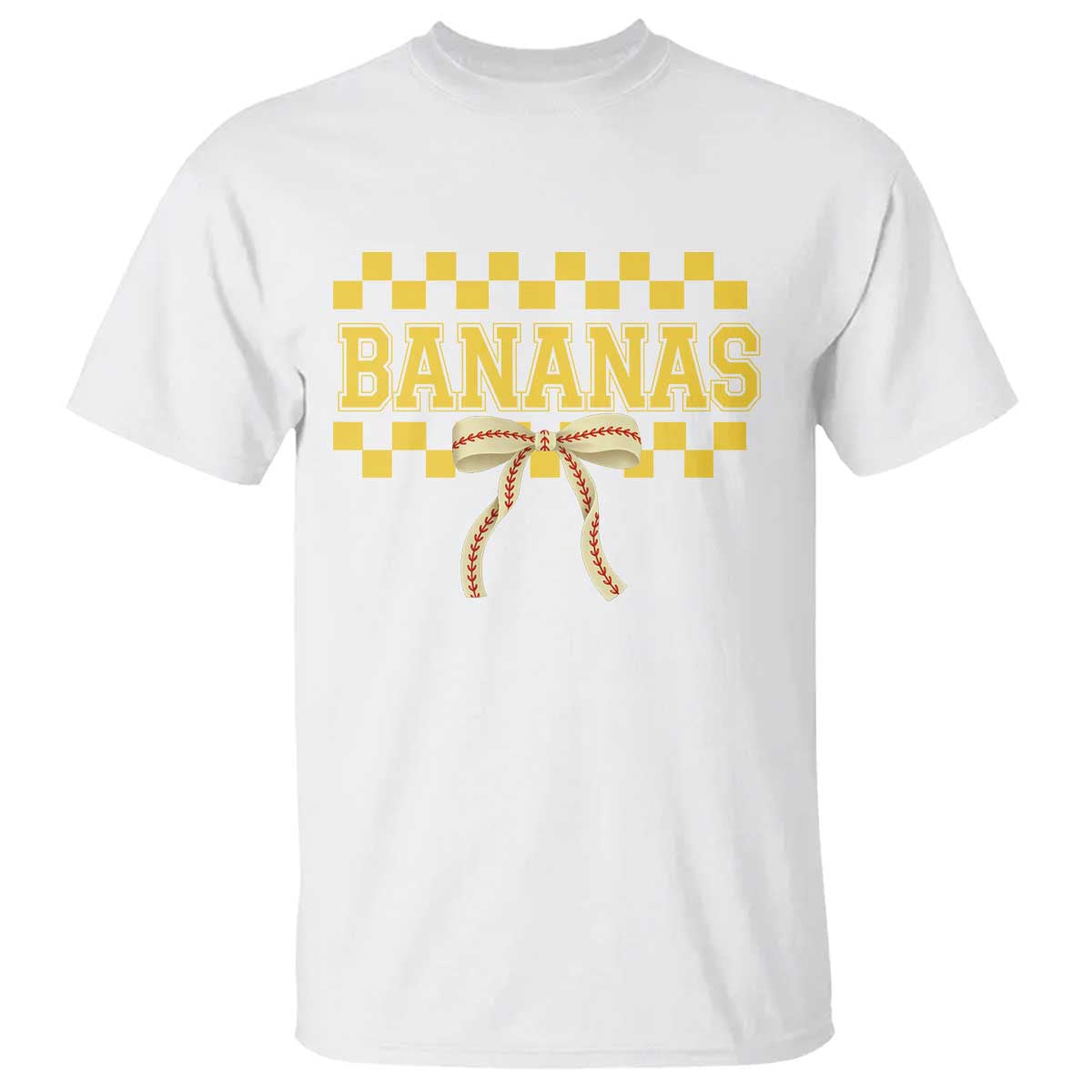 Bananas Coquette Bow Checkered T Shirt Women Girls Kids TS10 White Print Your Wear