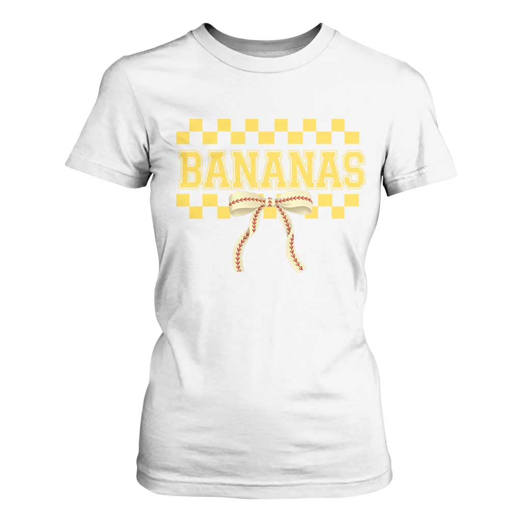 Bananas Coquette Bow Checkered T Shirt For Women Women Girls Kids TS10 White Print Your Wear