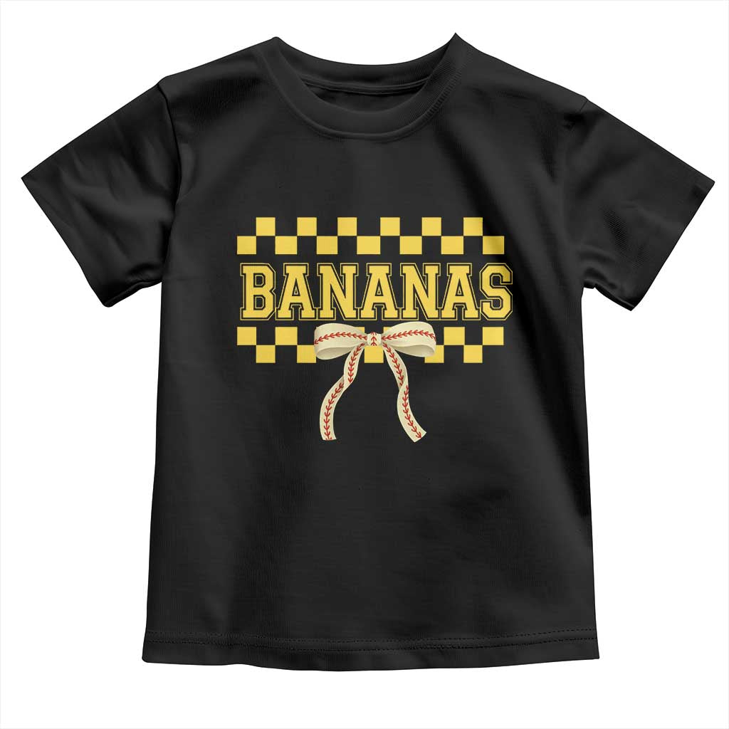 Bananas Coquette Bow Checkered Toddler T Shirt Women Girls Kids TS10 Black Print Your Wear