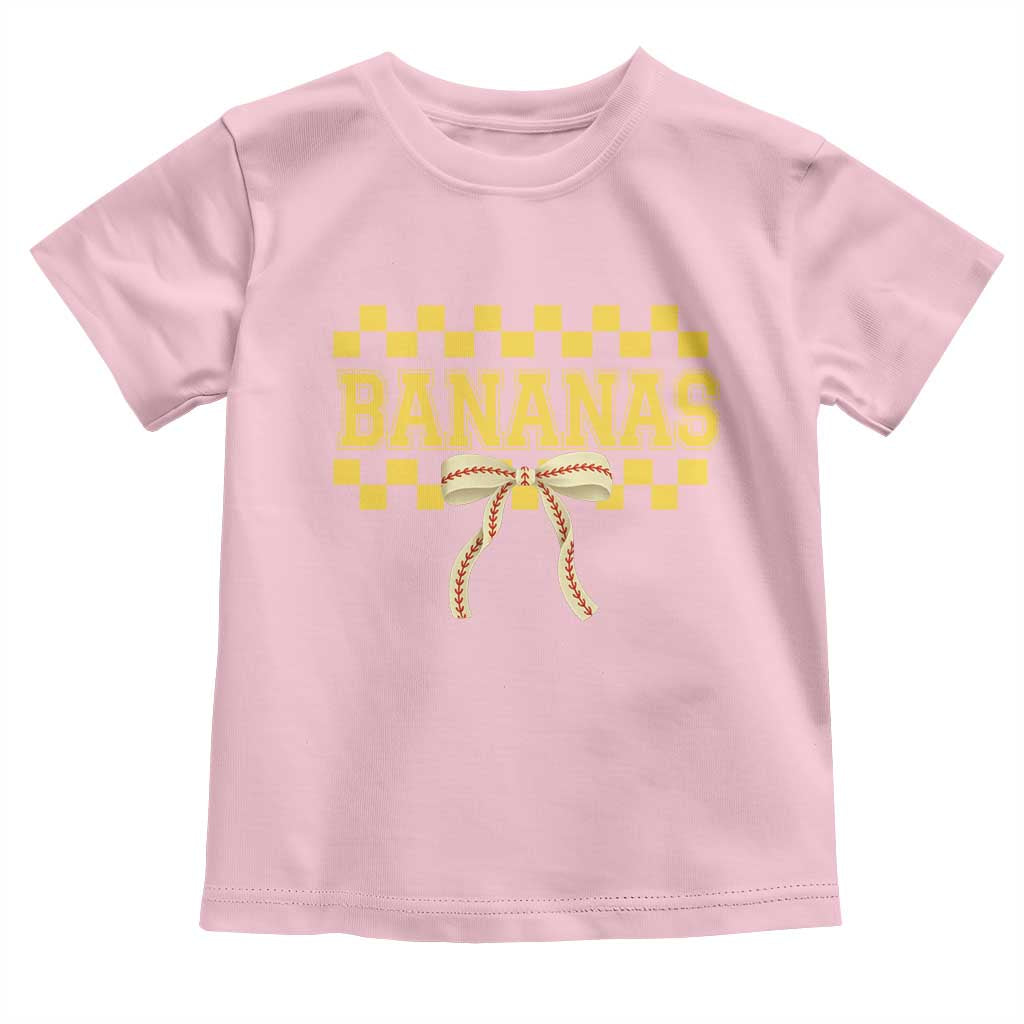 Bananas Coquette Bow Checkered Toddler T Shirt Women Girls Kids TS10 Light Pink Print Your Wear