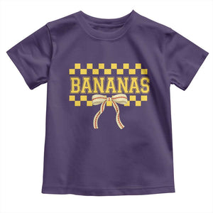 Bananas Coquette Bow Checkered Toddler T Shirt Women Girls Kids TS10 Purple Print Your Wear