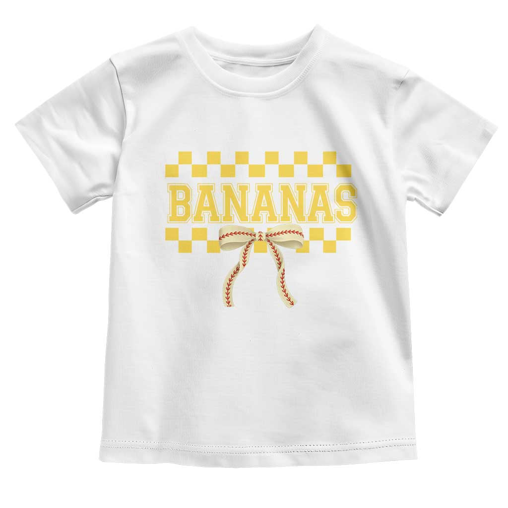 Bananas Coquette Bow Checkered Toddler T Shirt Women Girls Kids TS10 White Print Your Wear