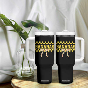 Bananas Coquette Bow Checkered Tumbler With Handle Women Girls Kids TS10 Print Your Wear