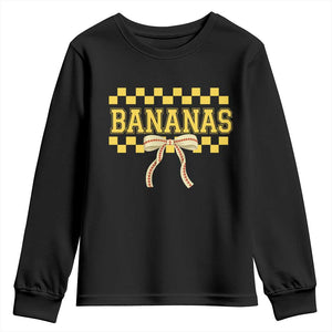 Bananas Coquette Bow Checkered Youth Sweatshirt Women Girls Kids TS10 Black Print Your Wear