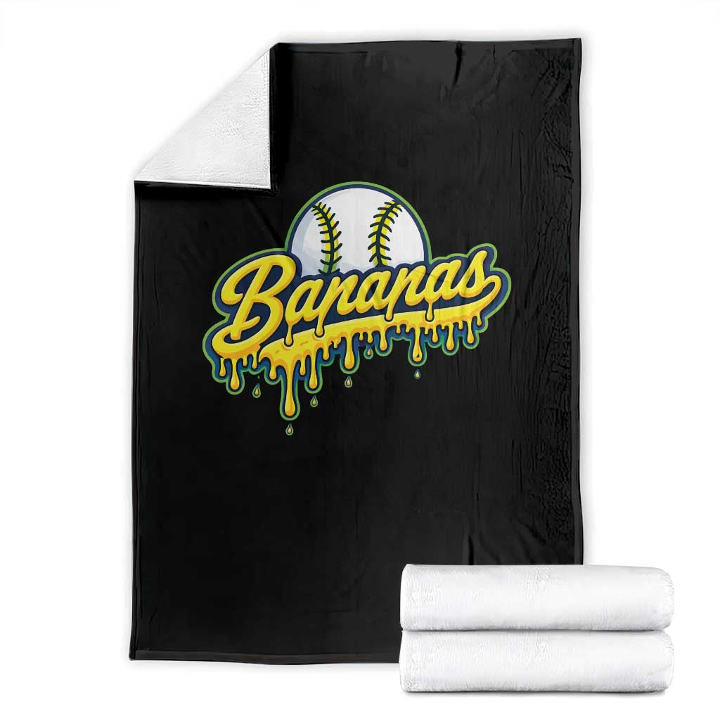 Funny Banana Baseball Throw Blanket Sports Team Baseball Drip Ice Cream Style TS10 Black Print Your Wear