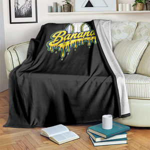 Funny Banana Baseball Throw Blanket Sports Team Baseball Drip Ice Cream Style TS10 Print Your Wear