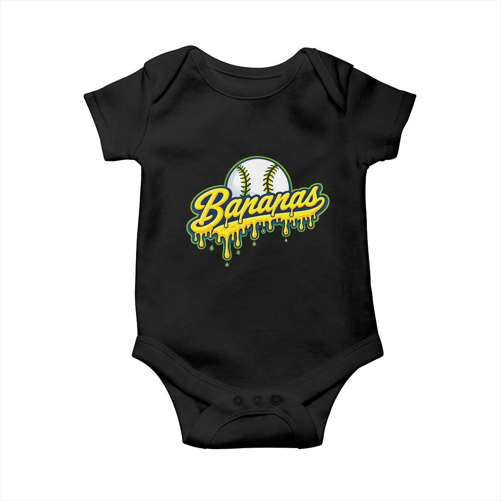 Funny Banana Baseball Baby Onesie Sports Team Baseball Drip Ice Cream Style TS10 Black Print Your Wear