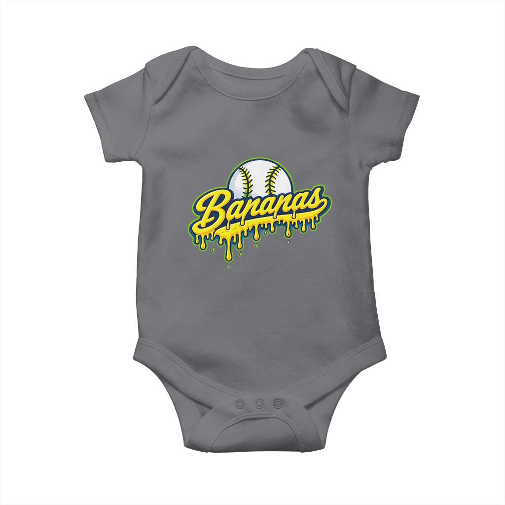 Funny Banana Baseball Baby Onesie Sports Team Baseball Drip Ice Cream Style TS10 Charcoal Print Your Wear