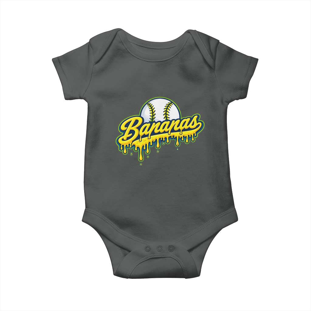 Funny Banana Baseball Baby Onesie Sports Team Baseball Drip Ice Cream Style TS10 Dark Heather Print Your Wear