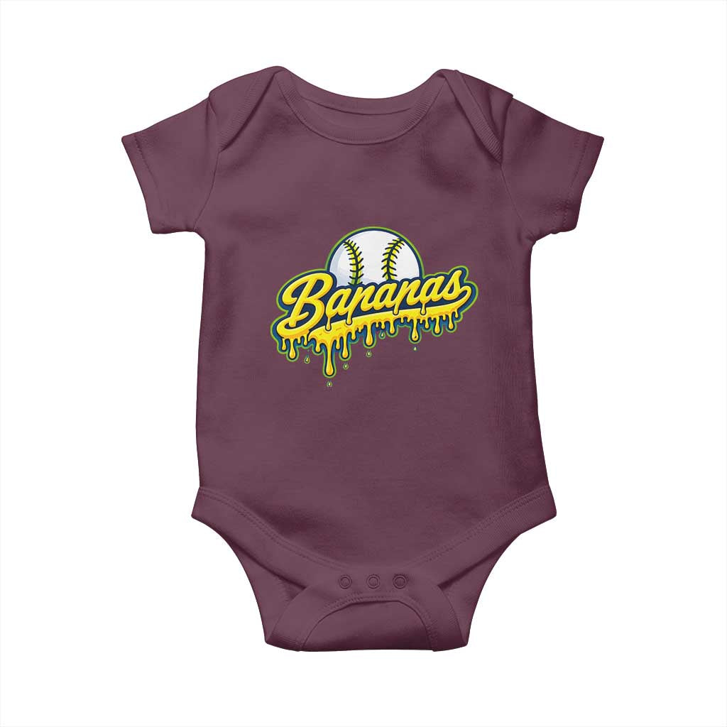 Funny Banana Baseball Baby Onesie Sports Team Baseball Drip Ice Cream Style TS10 Maroon Print Your Wear