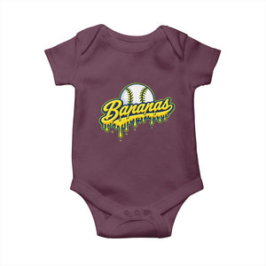 Funny Banana Baseball Baby Onesie Sports Team Baseball Drip Ice Cream Style TS10 Maroon Print Your Wear