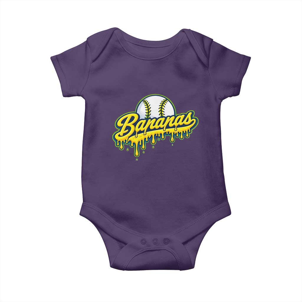 Funny Banana Baseball Baby Onesie Sports Team Baseball Drip Ice Cream Style TS10 Purple Print Your Wear